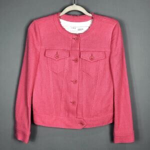 IRO Felicity Tweed Blazer Jacket SZ 38 Pink Button Up Formal Business Office